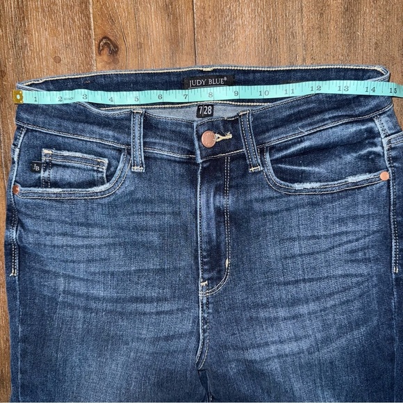 Judy Blue Bootcut Jeans 7 28 Long High Rise Western Cowgirl Dark Blue Wash - Picture 8 of 14